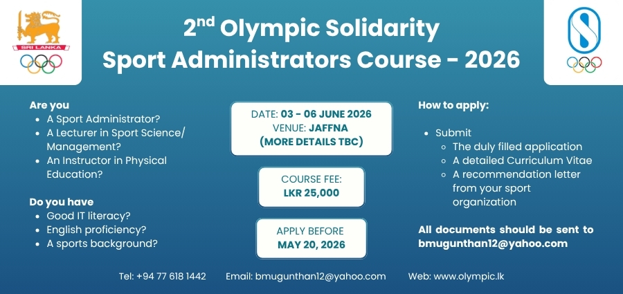 CALL FOR APPLICATIONS: Second Olympic Solidarity Sport Administrators Course 2026